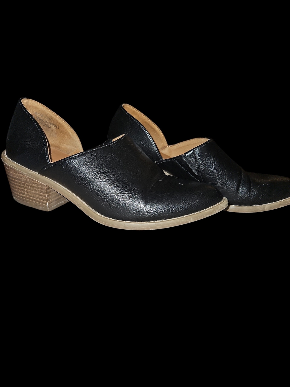 Cynthia Rowley Black Leather Low Block Heel Mules